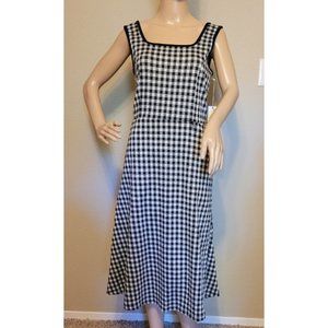 Woman's Sz M DRAPER & JAMES Black&White Check Sleeveless Midi Dress With Pockets